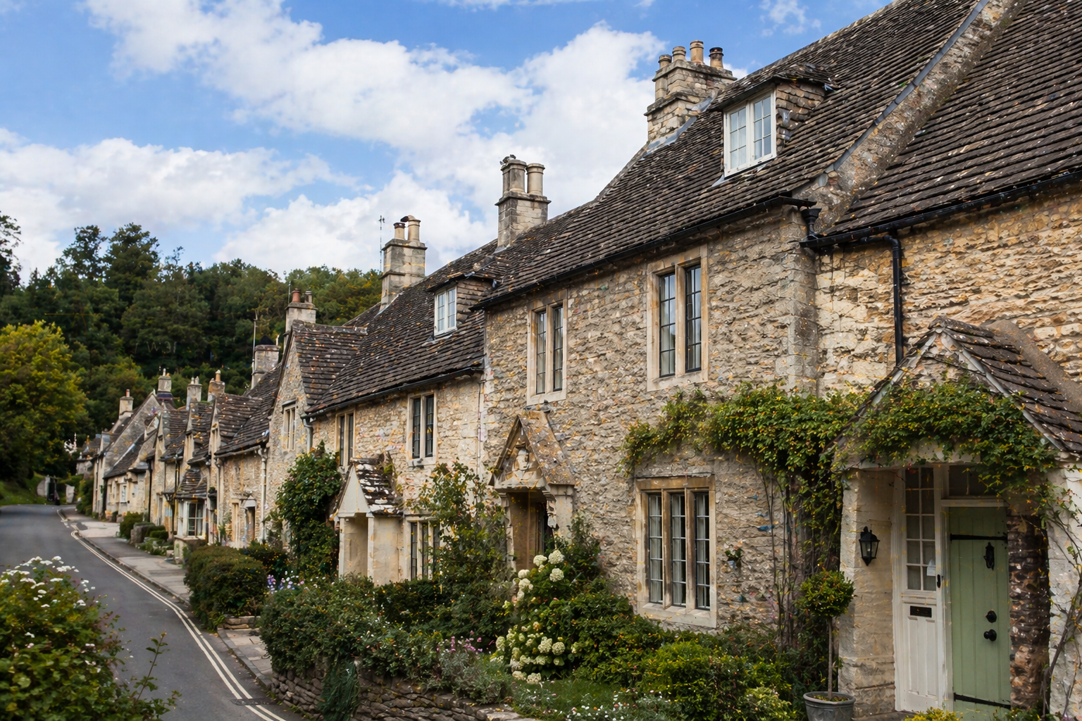 Londyn — nieruchomości szeregowe z widokiem na Canary Wharf