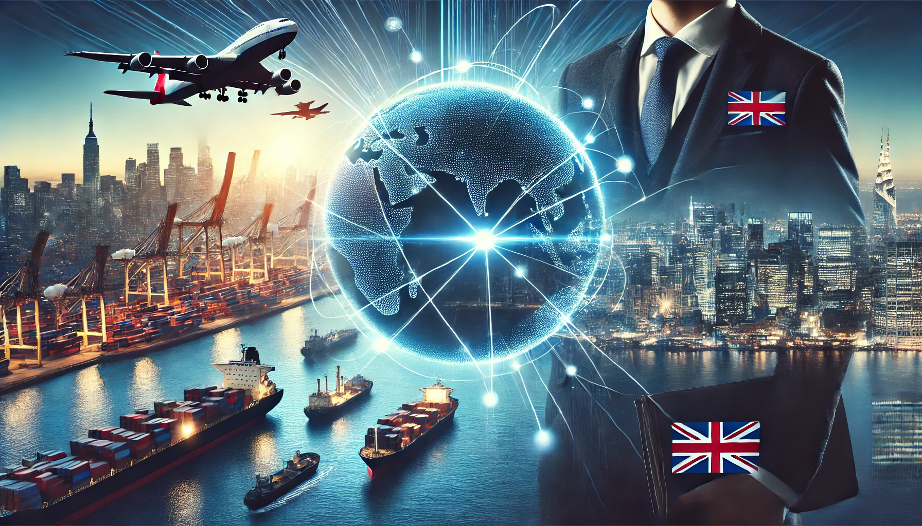 DALL·E 2025-03-10 14.09.59 - A professional horizontal graphic representing international business expansion. The image should feature a dynamic city skyline with global trade ele